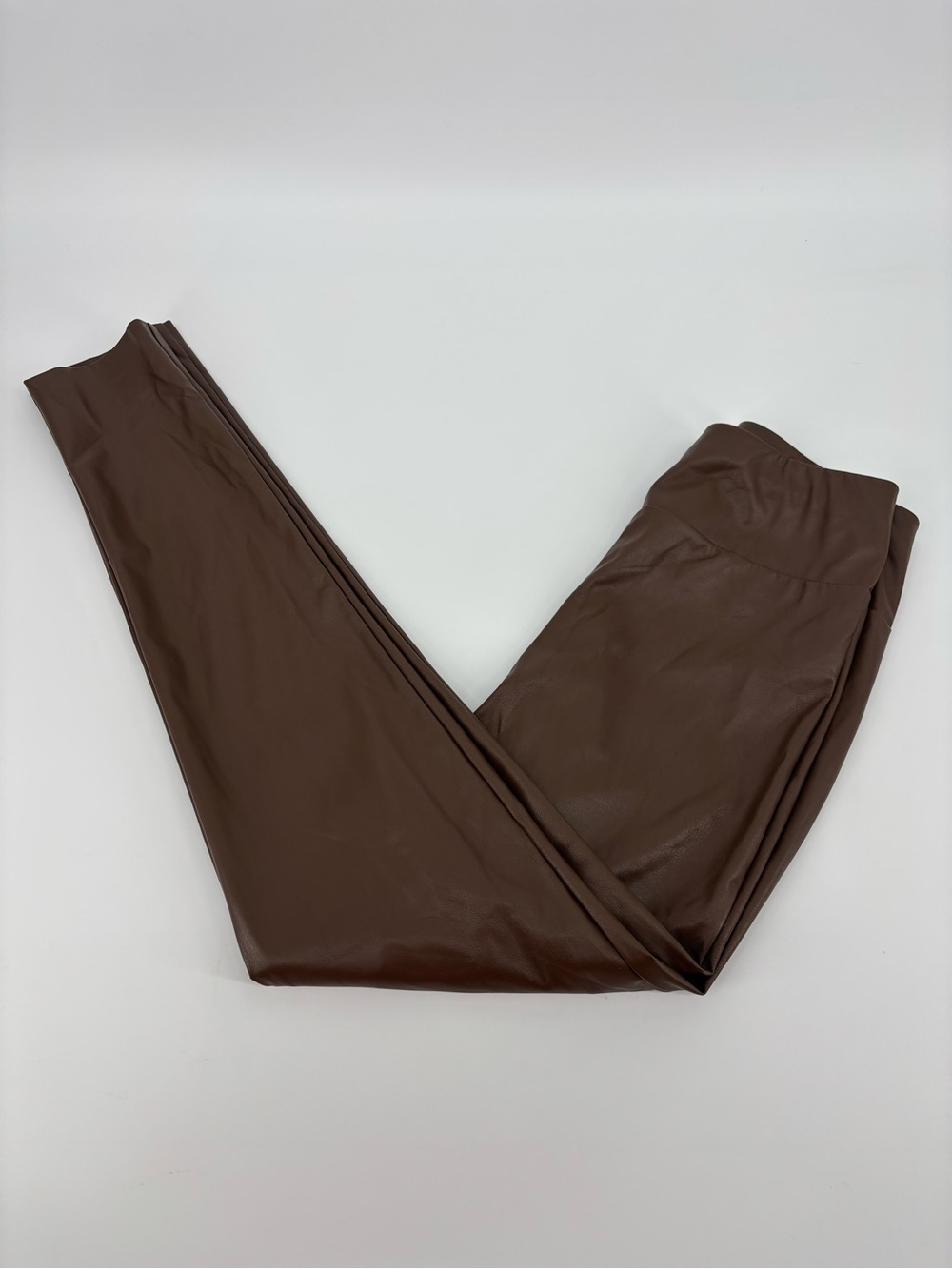 The Drop Brown Faux Leather Leggings Womens XS High Waisted Skinny Pants Poly